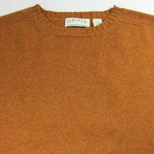 ORVIS WOOL Mens Large Orange Sweater Pullover